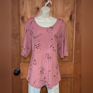 NorthStyle‎ Mauve Floral Short Sleeve Top